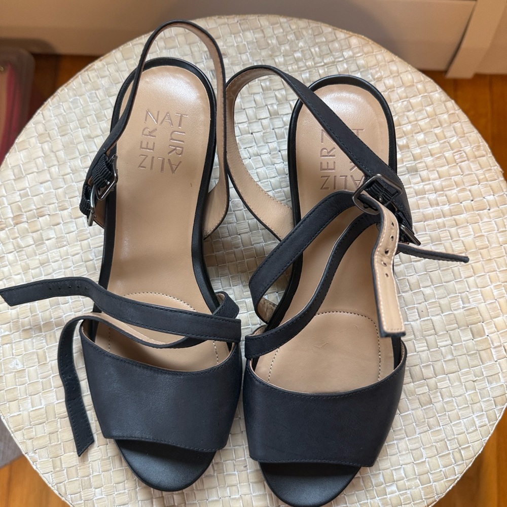 Naturalizer Black Slingback Sandals with Adjustable Ankle Strap